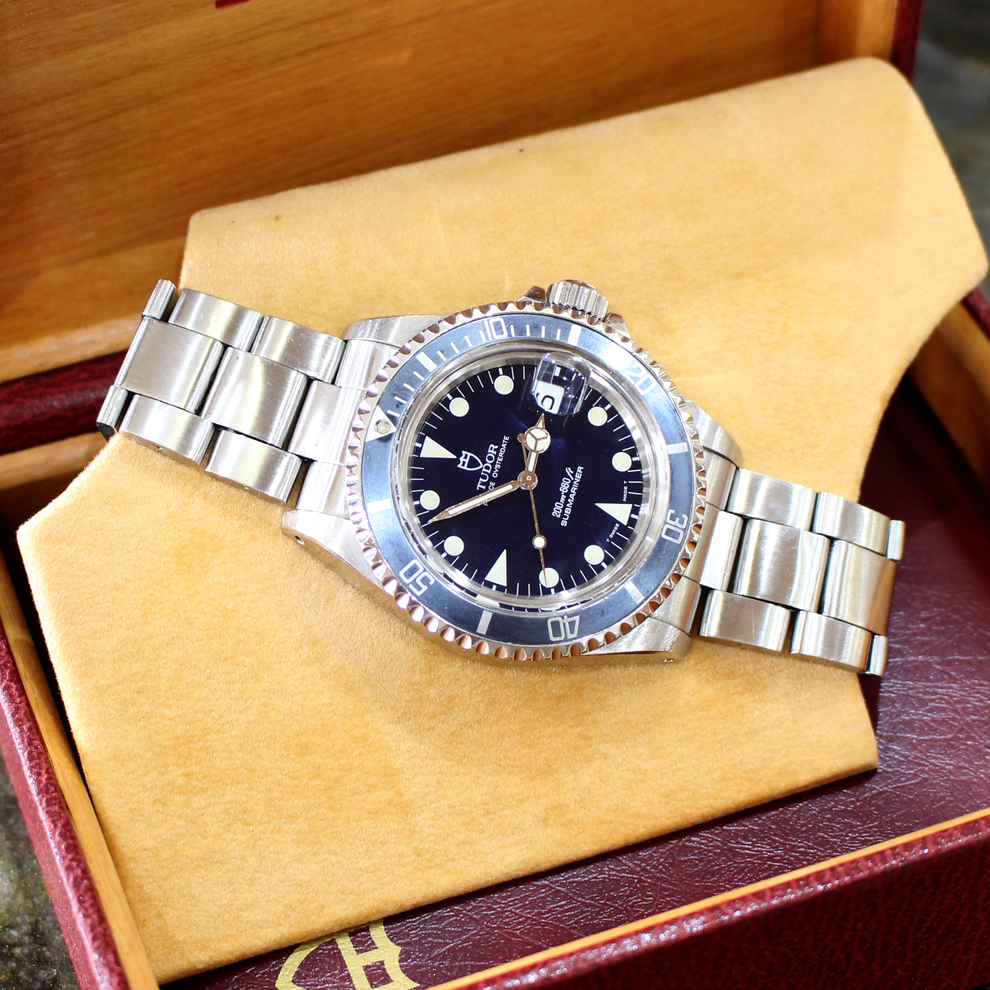 Tudor Submariner Date 79090 Blaues Tritium Zifferblatt Edelstahl Automatik Vintage Luxus Schweizer Armbanduhr 1994