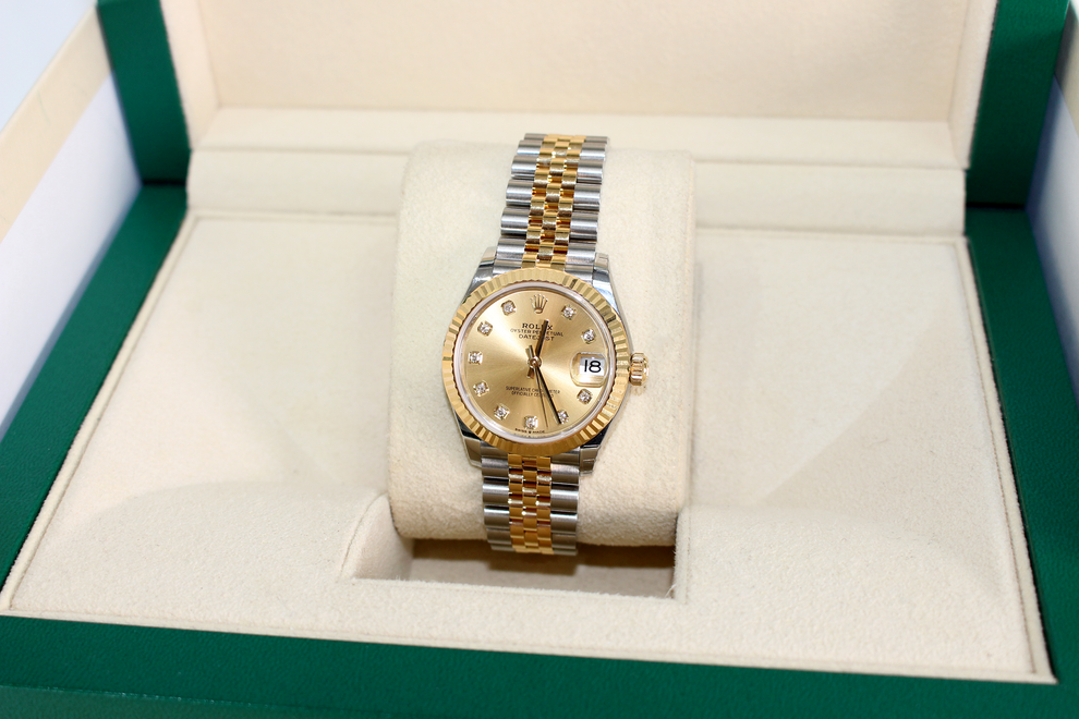 Rolex DateJust 31 278273 Champagne Diamond Dial Concealed Clasp 2022 Luxury Mechanical Swiss Watch
