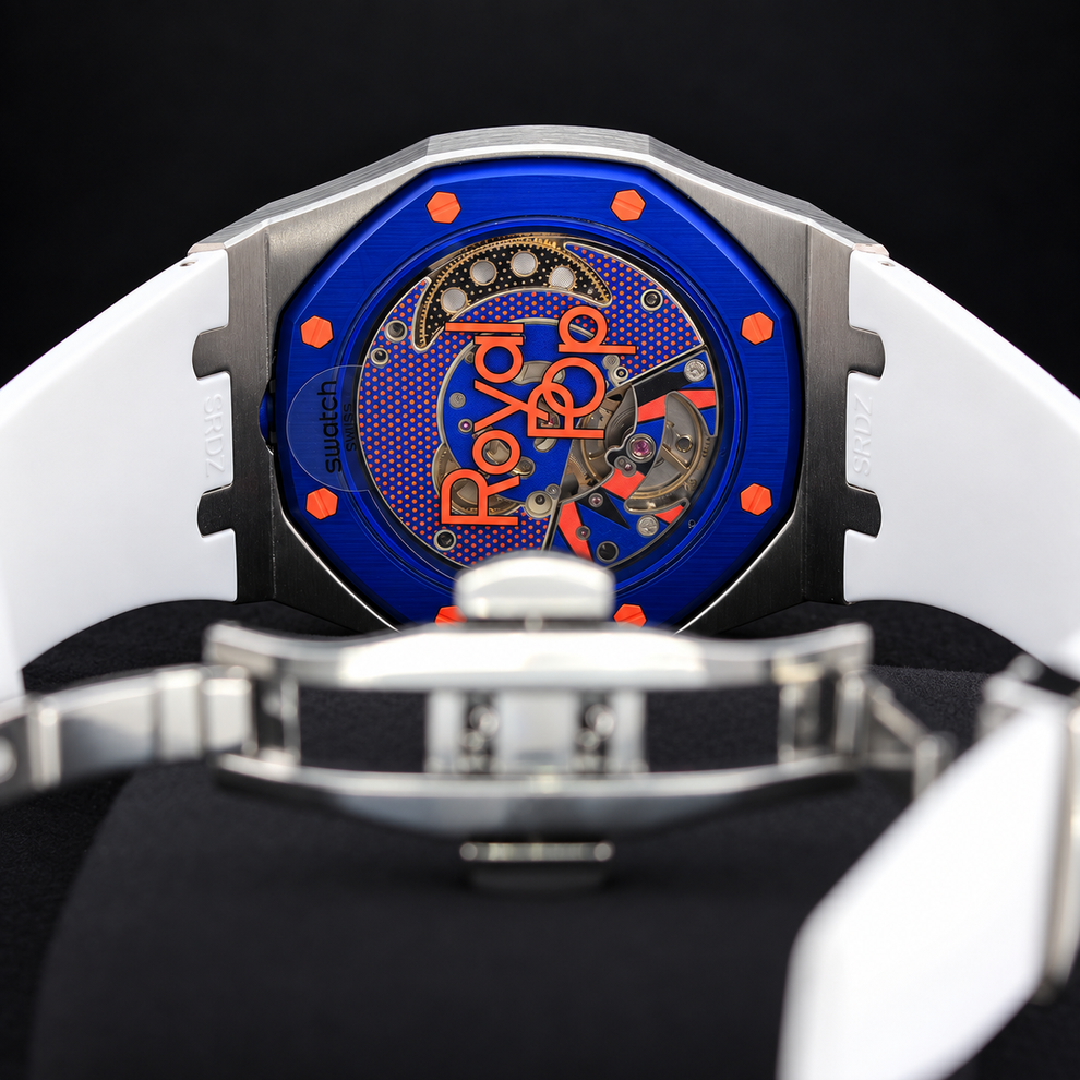 Swatch x Audemars Piguet Royal Pop Orenji Hachi Watch with Metal Case & Rubber Strap SSX03L103N