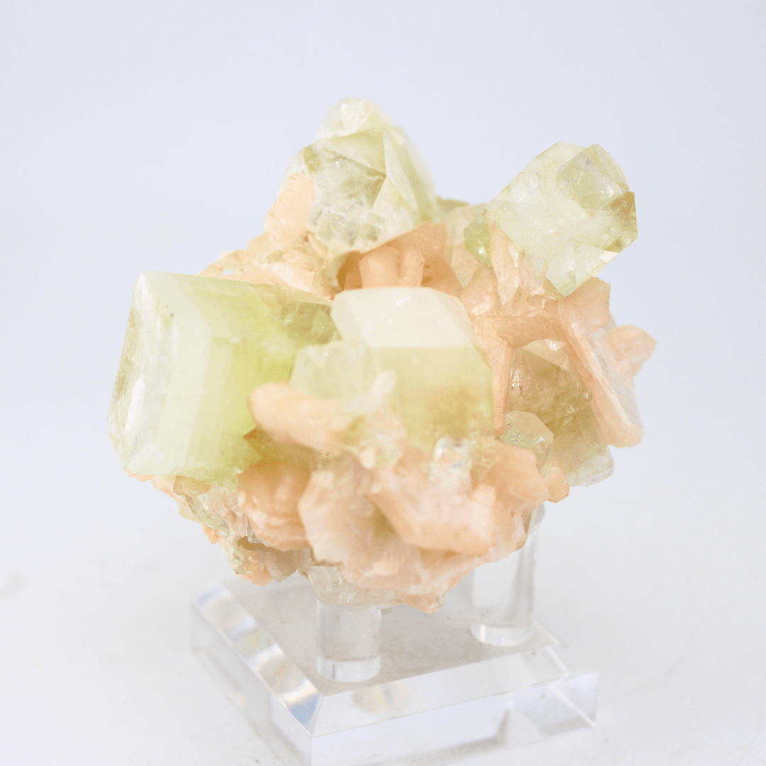 Flourite On Pink Stilbite Gastein Austria 368 Natural Mineral Specimen Fine Collectable Cabinet Display Piece Geological Interest