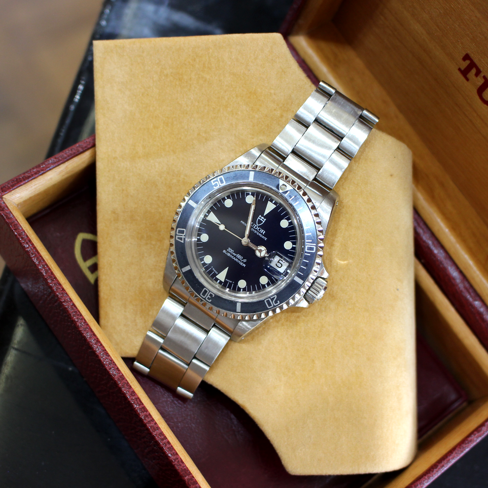 Tudor Submariner Date 79090 Blaues Tritium Zifferblatt Edelstahl Automatik Vintage Luxus Schweizer Armbanduhr 1994