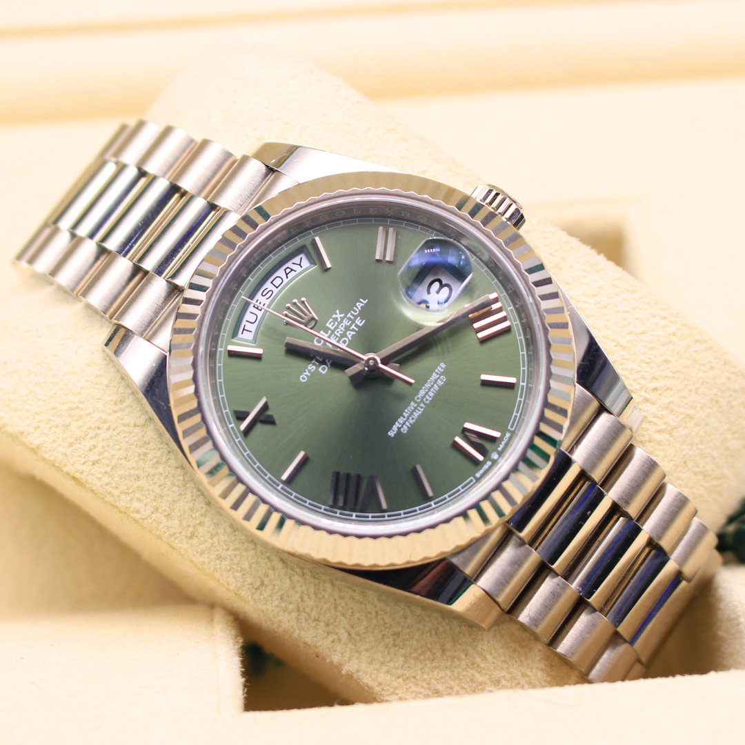 Rolex Day-Date 40 228239 White Gold Olive Green Dial - 2021
