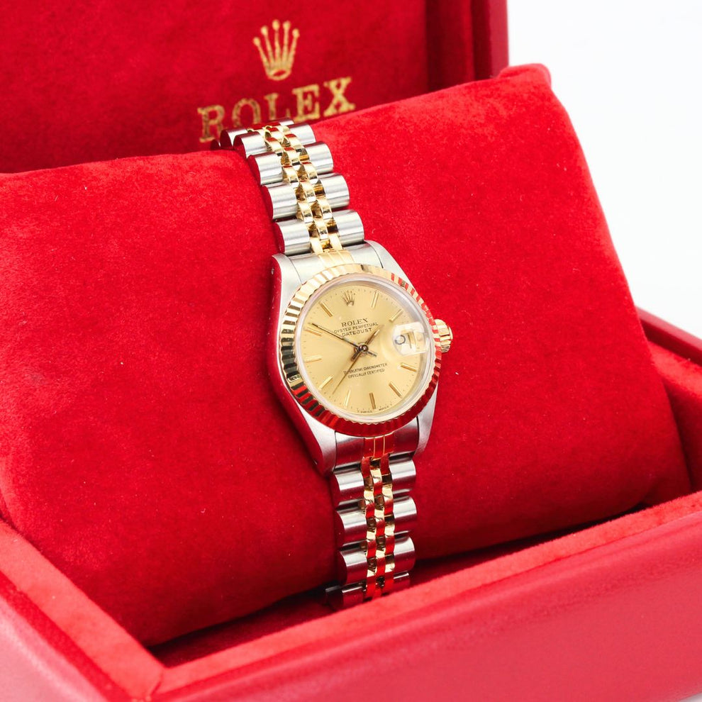 Rolex Lady Datejust 69173 Jubilee Bracelet Champagne Dial Stainless Steel 1988 Pristine Condition Fluted Bezel 26 Mm Mechanical Watch - product image fro...