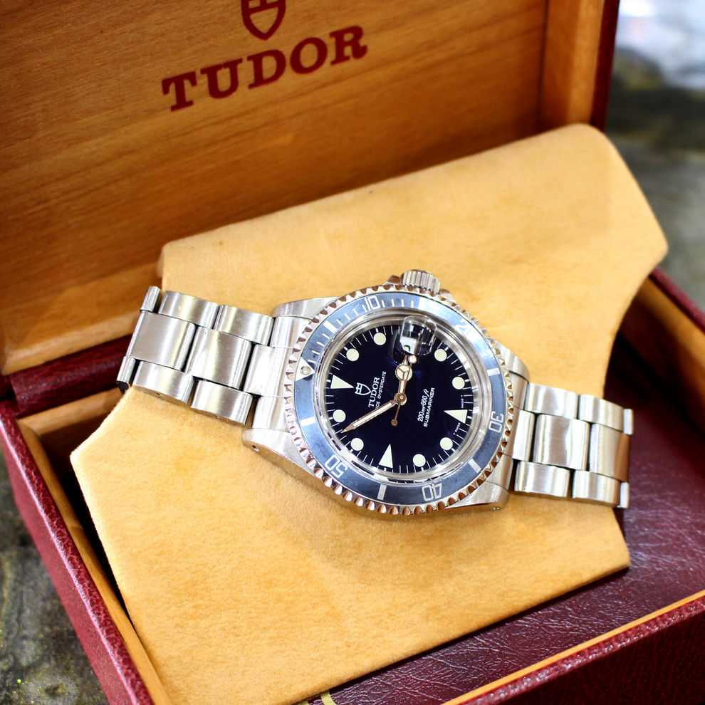 Tudor Submariner Date 79090 Blaues Tritium Zifferblatt Edelstahl Automatik Vintage Luxus Schweizer Armbanduhr 1994