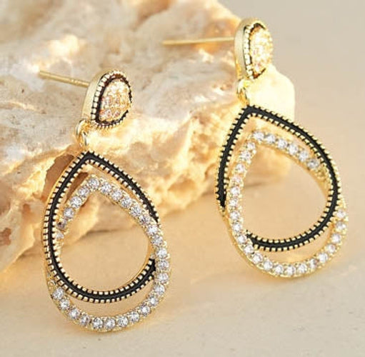925 Silver 14ct Gold Plated Cubic Zirconia Set Stud Earrings (AES215) – product view