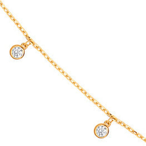 Yellow Gold Dangling Cubic Zirconias Diamond by the Yard 17"Necklace/07" Bracelet