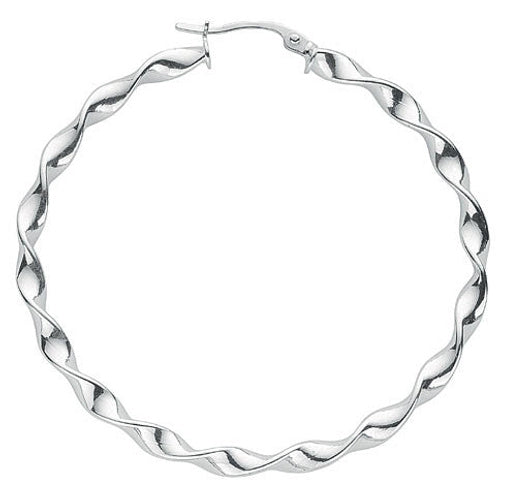 Silver Large Twisted Hoop Earrings – product view
