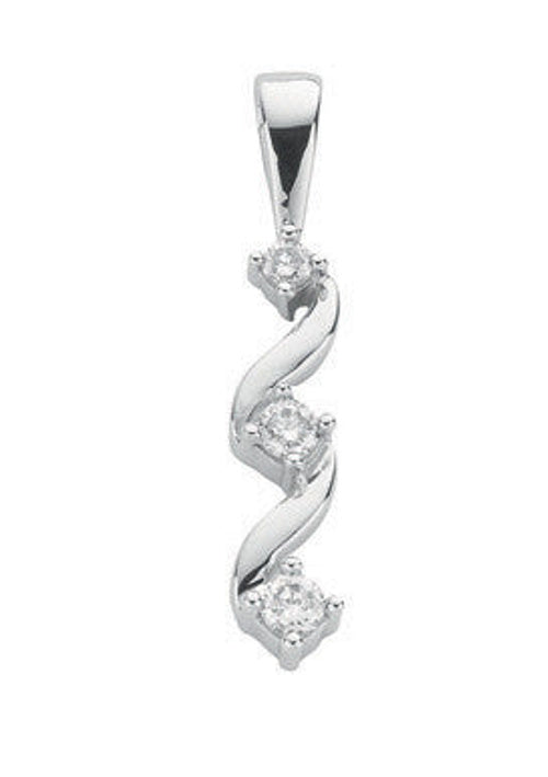 9ct White Gold 0.15ct Diamond Trilogy Pendant