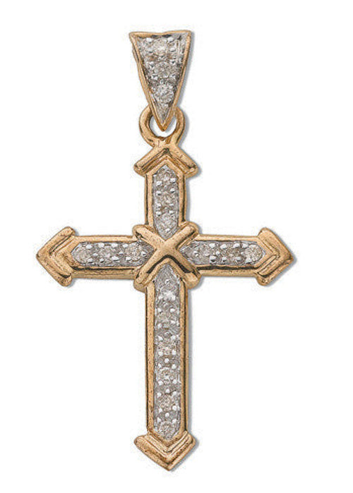 9ct Yellow Gold 0.18ct Diamond Cross