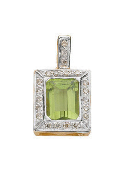 9ct Yellow/White Gold 0.16ct Diamond & 1.55ct Peridot Pendant – product view