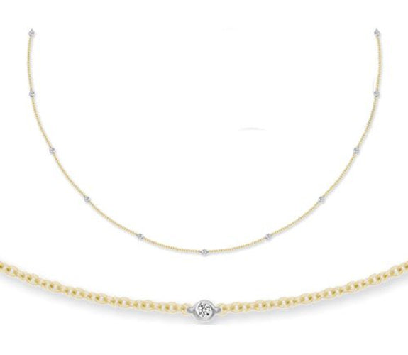 18ct White And Yellow Gold Natural Diamond Chain