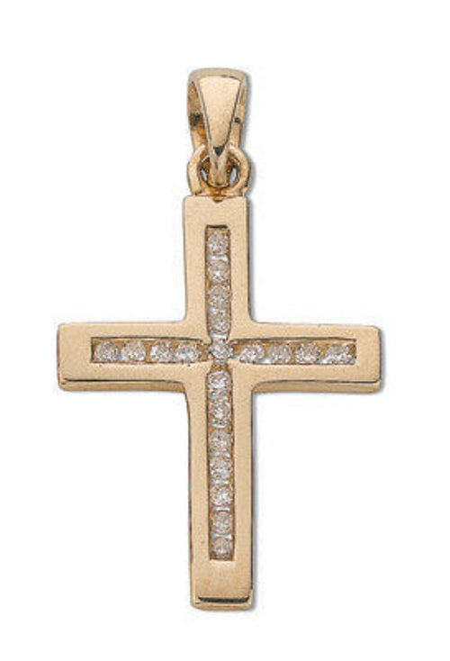 9ct Yellow Gold 0.15ct Diamond Cross