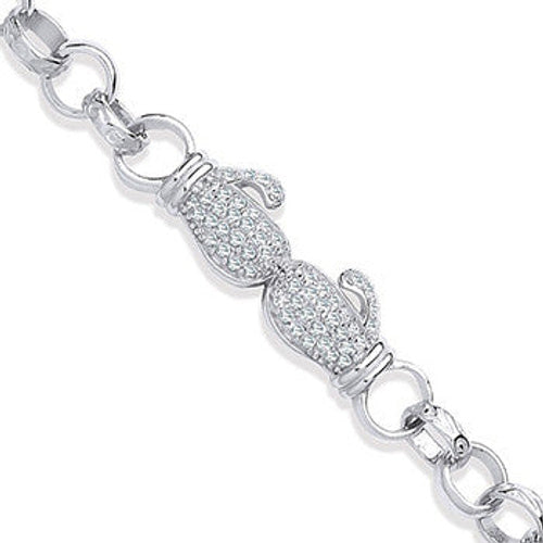 Silver Baby Cubic Zirconias Boxing Gloves Belcher Bracelet – product view