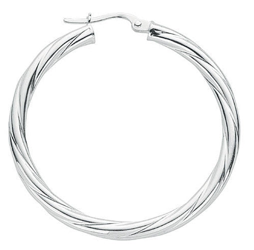 Silver Twisted Hoop Earrings – product view