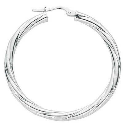 Silver Twisted Hoop Earrings – product view