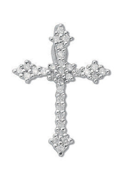 9ct Whte Gold 0.25ct Diamond Cross