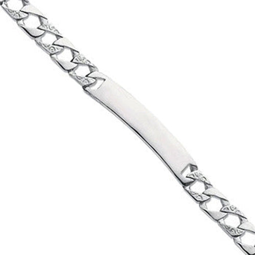 Silver Plain & Bark Casted Curb ID Baby 6" Bracelet