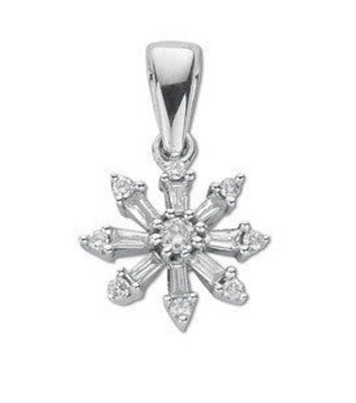 9ct White Gold 0.25ct Diamond Cluster Pendant