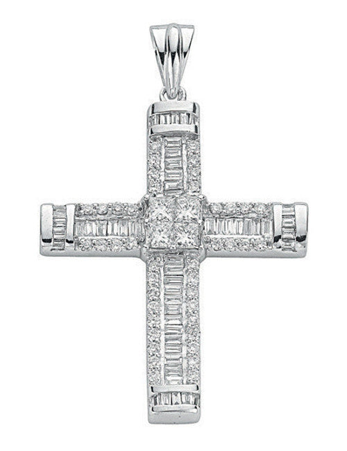 18ct White Gold 1.52ct Brilliant, Princess & Baguette Diamond Cross