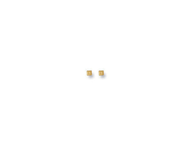 Yellow Gold 3mm Square Cube Studs