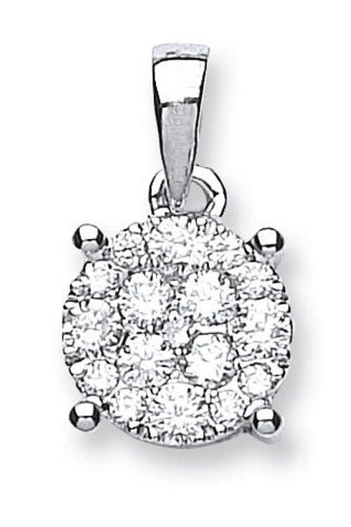 18ct White Gold 0.50ct Diamond Cluster Pendant – product view
