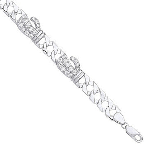 Silver Cubic Zirconia Boxing Gloves Baby Bracelet
