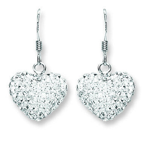 Silver Heart Crystal Drops