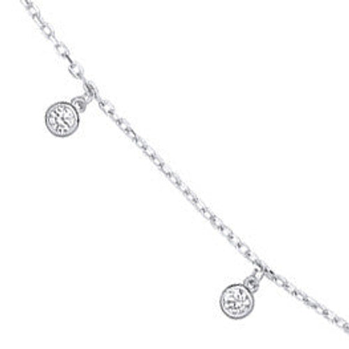 White Gold Dangling Cubic Zirconias Diamond by the Yard 17"Necklace/07" Bracelet