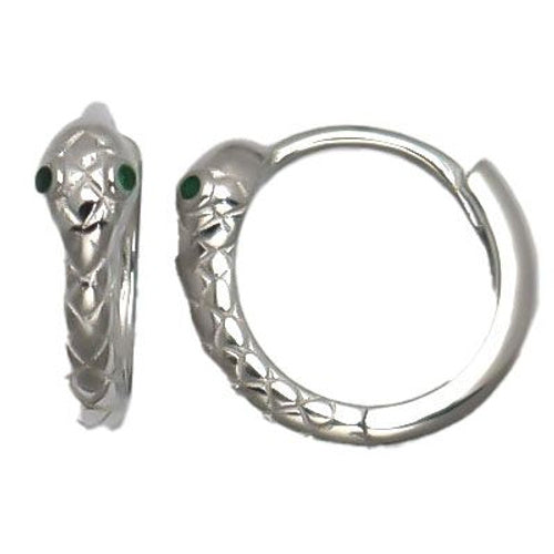 Creolen mit Schlangen- und Zirkonia-Motiv aus 925er Sterlingsilber