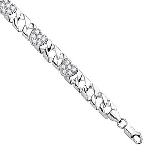 Silver Cubic Zirconia Hearts Baby/Ladies Bracelet