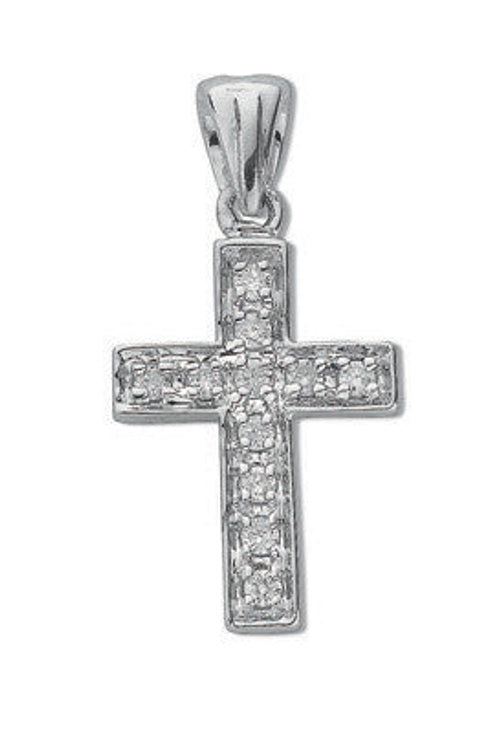 9ct White Gold 0.10ct Diamond Cross