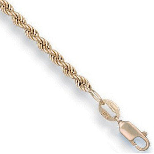 Yellow Gold Hollow Rope Anklet – product view