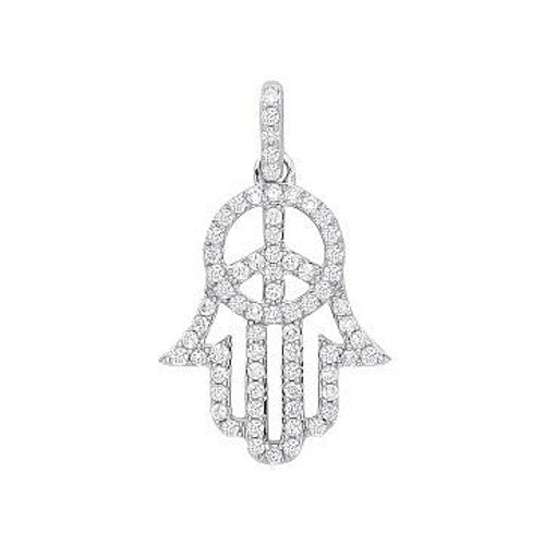 9ct White Gold 0.48ct Diamond Hamsa Pendant – product view