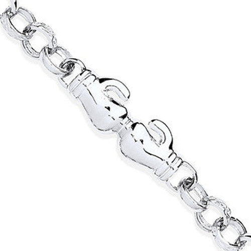 Silver Baby Boxing Gloves Belcher Bracelet