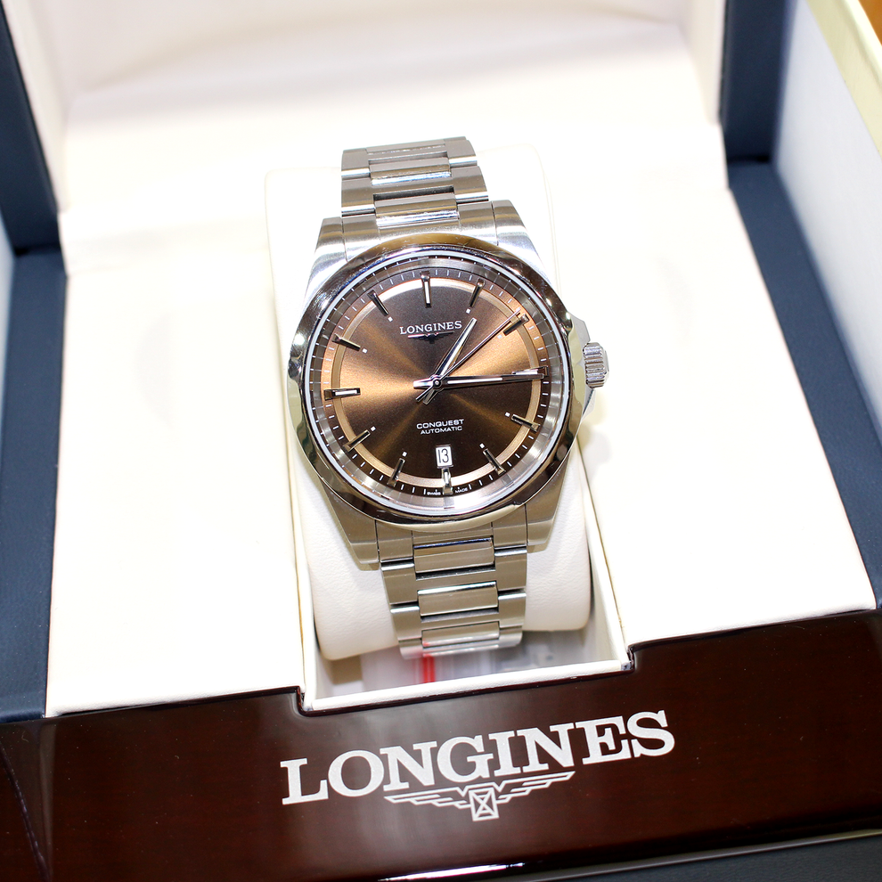 Longines Conquest L3.830.4.62.6 Braunes Zifferblatt 41mm Edelstahl Automatikuhr