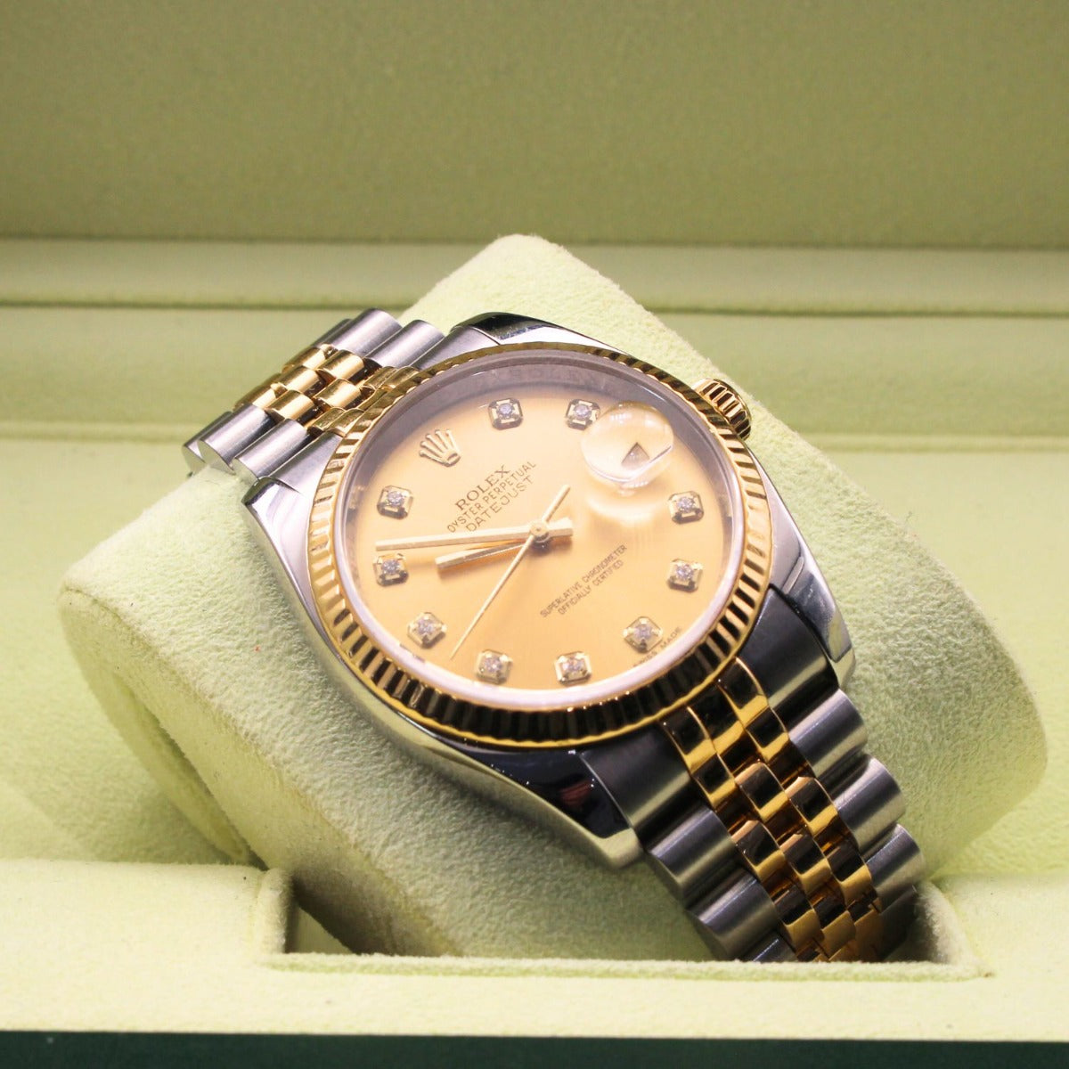 Rolex Datejust 36 116233 Jubilee Bracelet Champagne Dial Yellow Gold 2014 Pristine Condition Fluted Bezel 36mm Mechanical Watch - product image from Imp...