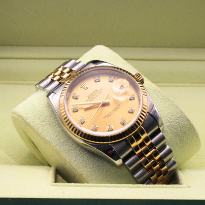 Rolex Datejust 36 116233 Jubilee Bracelet Champagne Dial Yellow Gold 2014 Pristine Condition Fluted Bezel 36mm Mechanical Watch - product image from Imp...