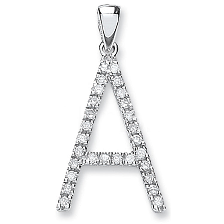 9ct White Gold 0.20ct Diamond A Initial