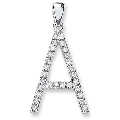 9ct White Gold 0.20ct Diamond A Initial