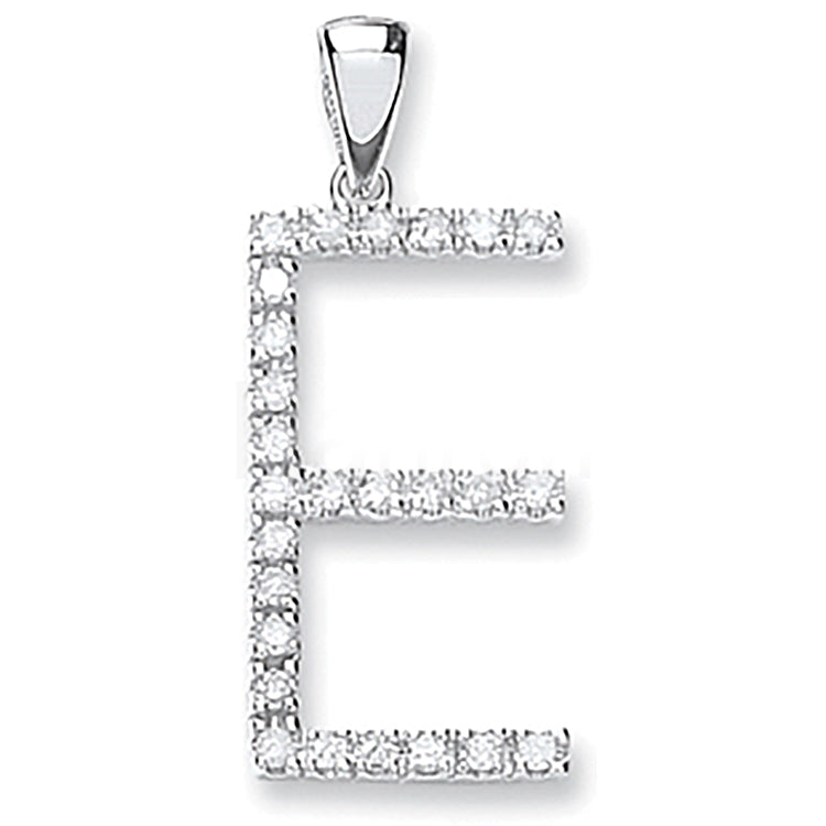 9ct White Gold 0.21ct Diamond E Initial