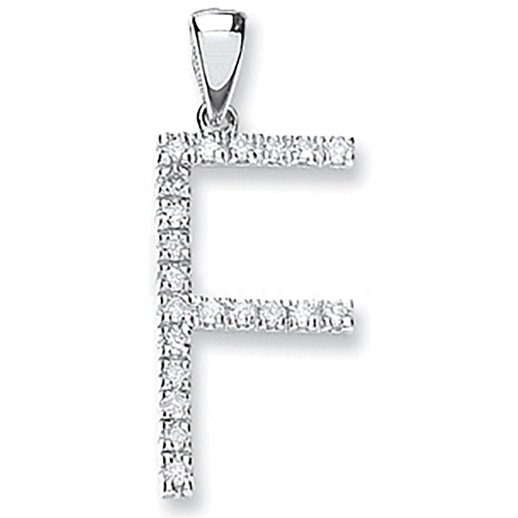 9ct White Gold 0.16ct Diamond F Initial