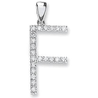 9ct White Gold 0.16ct Diamond F Initial