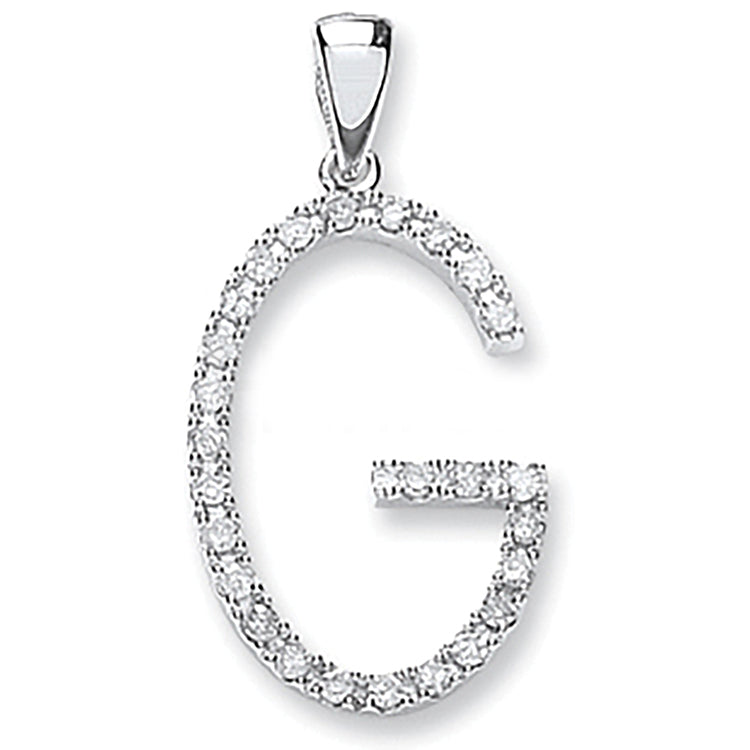 9ct White Gold 0.22ct Diamond G Initial
