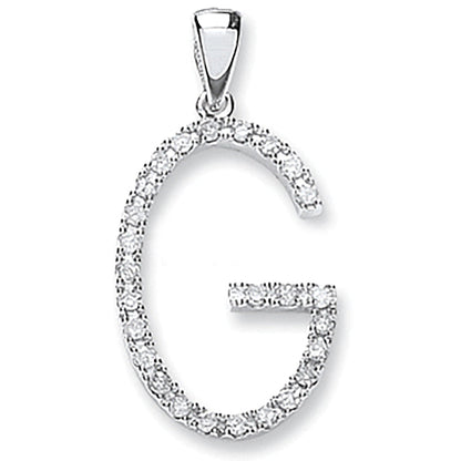 9ct White Gold 0.22ct Diamond G Initial