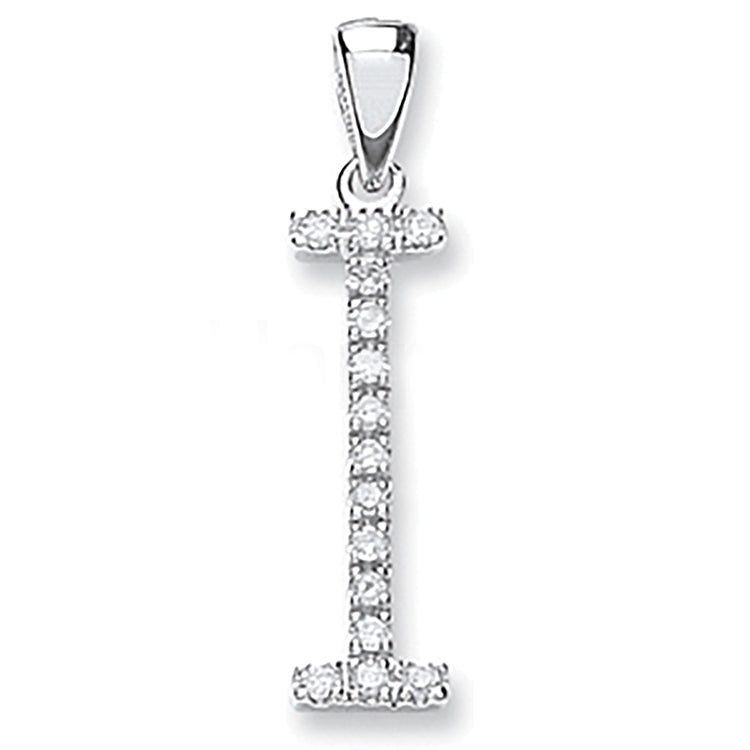 9ct White Gold 0.12ct Diamond I Initial