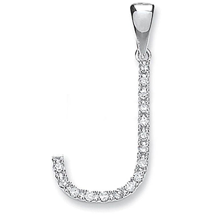 9ct White Gold 0.13ct Diamond J Initial