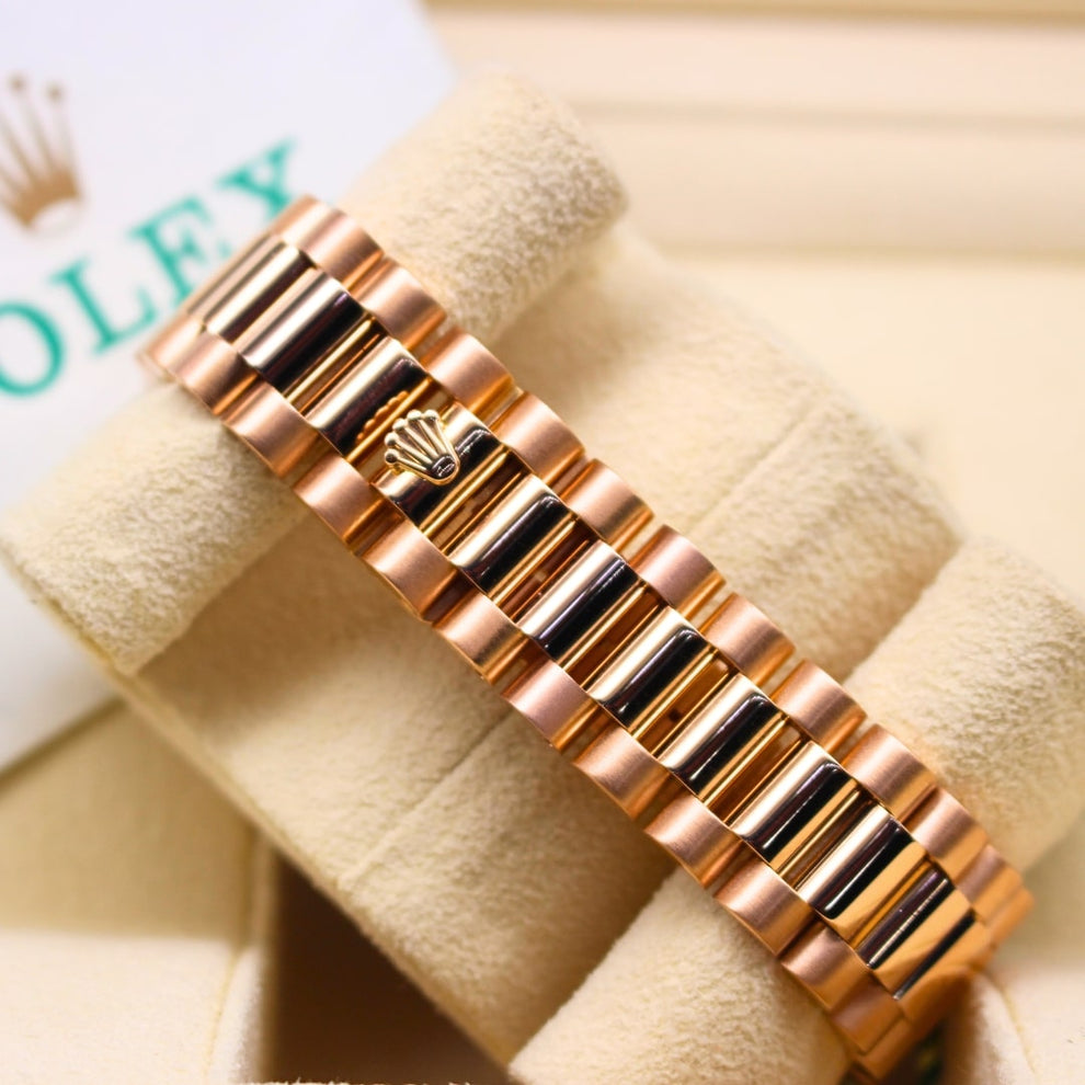 Rolex Day Date 118235 President Bracelet Brown Dial Rose Gold 2002 Good Condition Fluted Bezel 36mm Mechanical Watch - product image from Imperial Time ...