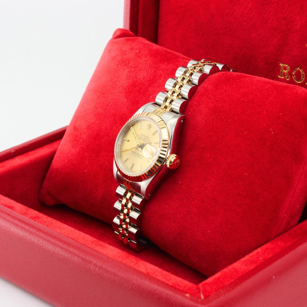 Rolex Lady Datejust 69173 Jubilee Bracelet Champagne Dial Stainless Steel 1988 Pristine Condition Fluted Bezel 26 Mm Mechanical Watch - product image fro...