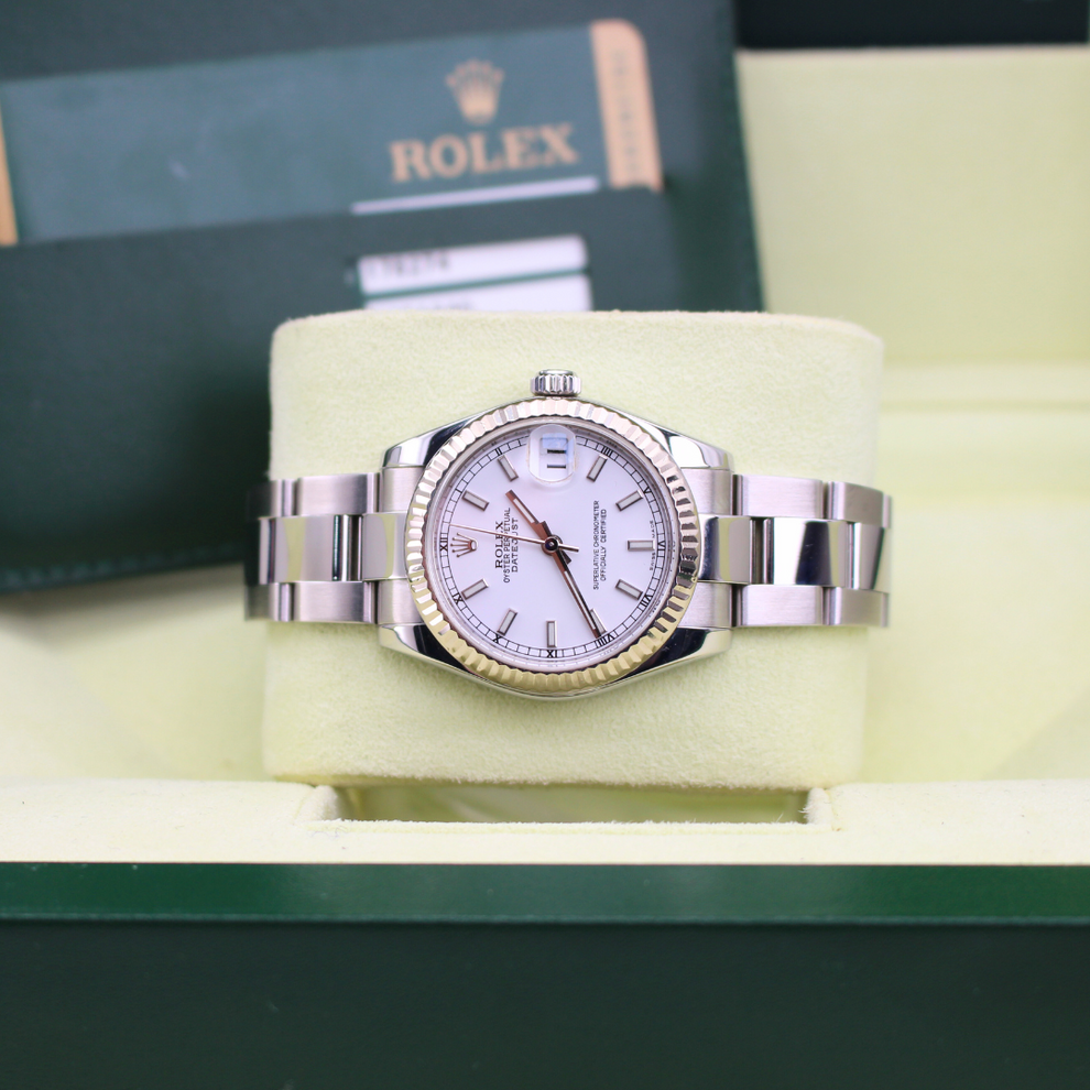 Rolex Datejust 31 178274 Oyster Bracelet White Dial Stainless Steel 2010 Pristine Condition Fluted Bezel 31 Mm Mechanical Watch - product image from Impe...
