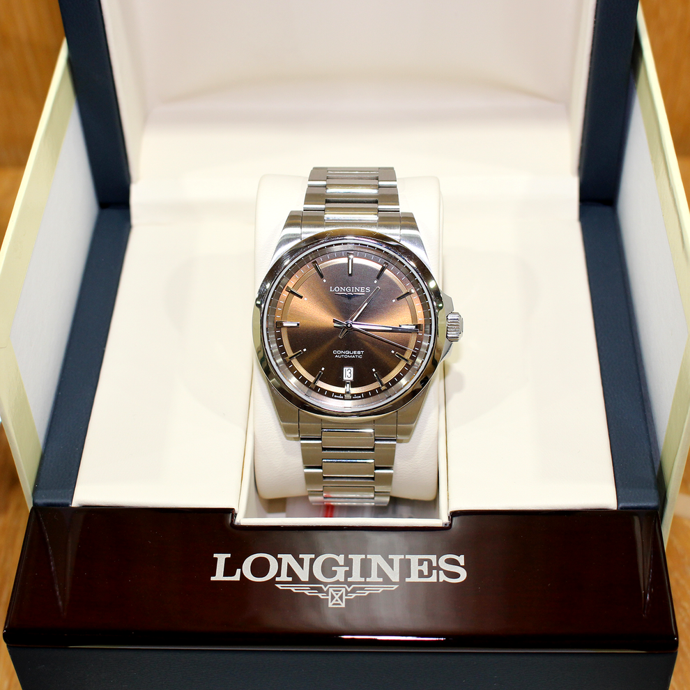 Longines Conquest L3.830.4.62.6 Braunes Zifferblatt 41mm Edelstahl Automatikuhr